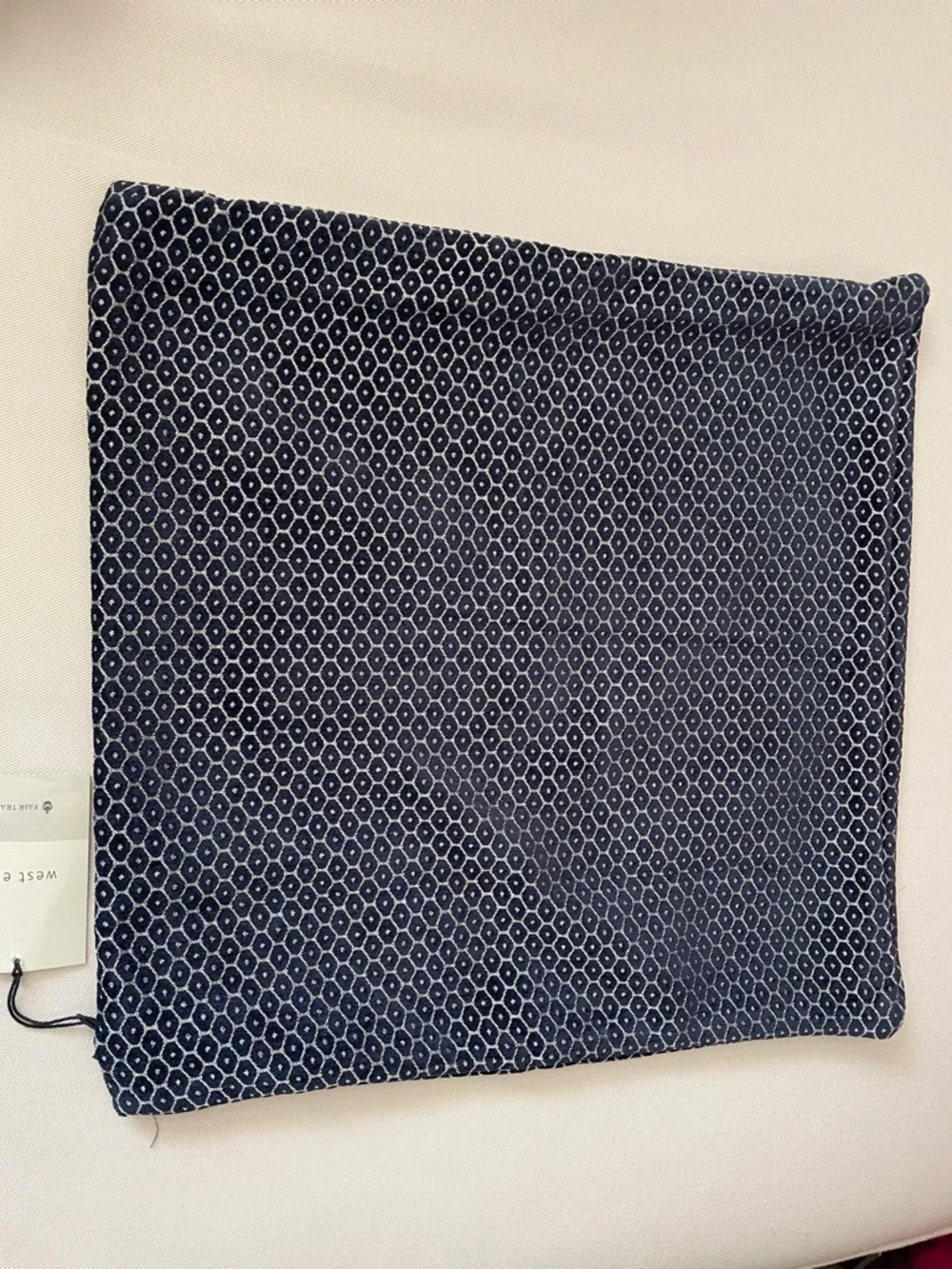 NEW West Elm Navy Velvet Honeycomb Pattern 20” x 20” Pillow Sham cover